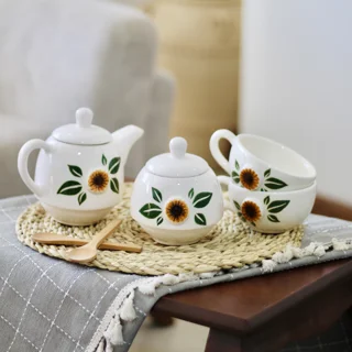 ست چایخوری طرح بابونه برجسته